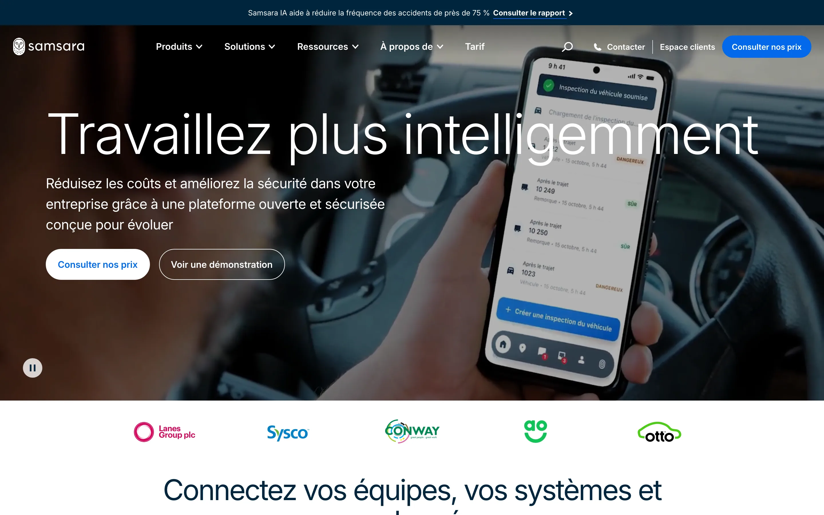 Page d'accueil Samsara relevée en juillet 2026