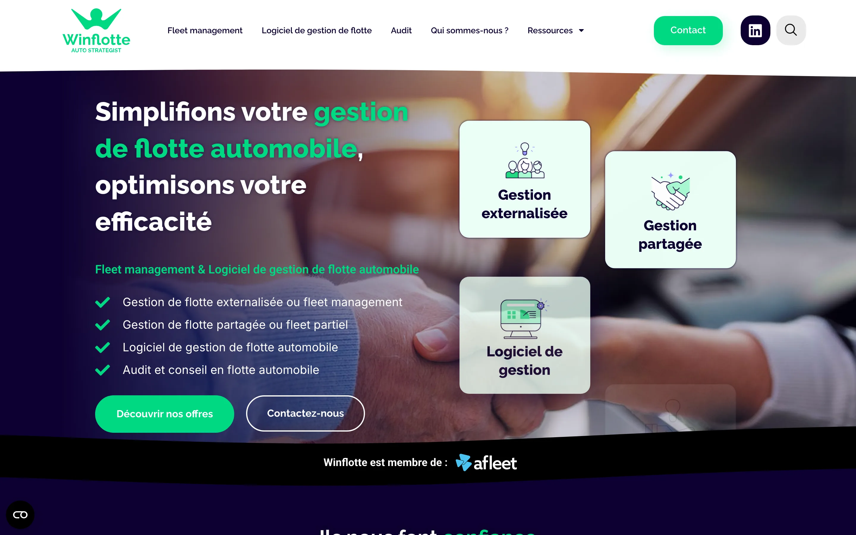 Page d'accueil Winflotte relevée en juillet 2026