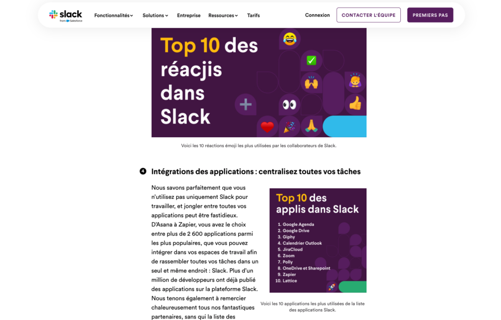 capture écran contenus visuel slack