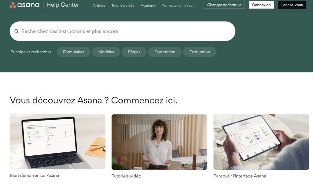 capture ecran site asana support