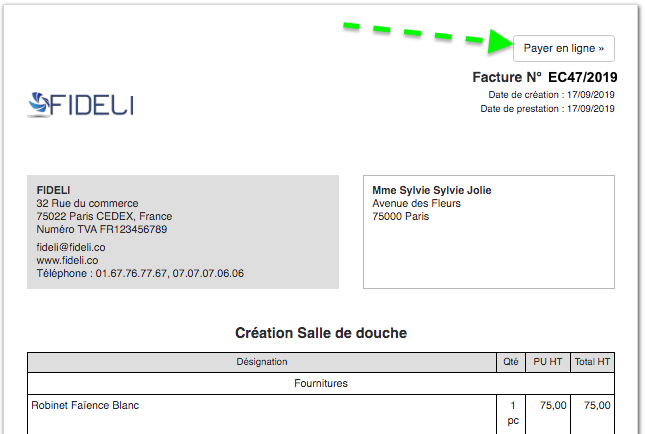 avis vosfactures - paiement en ligne