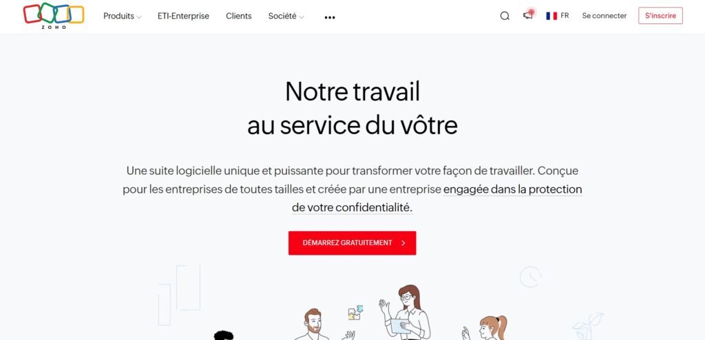 capture écran du site zoho crm