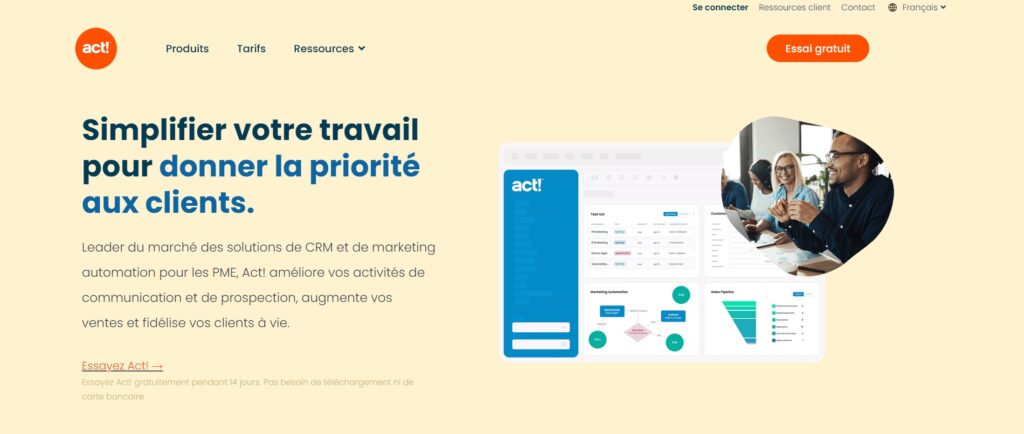 capture ecran de l'outil crm act!