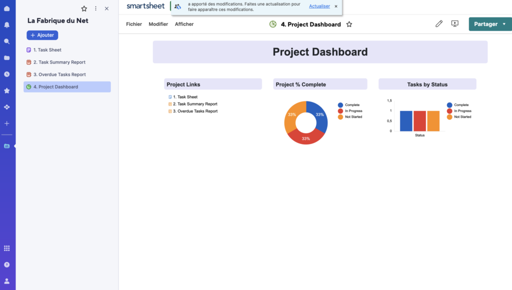 capture écran de smartsheet