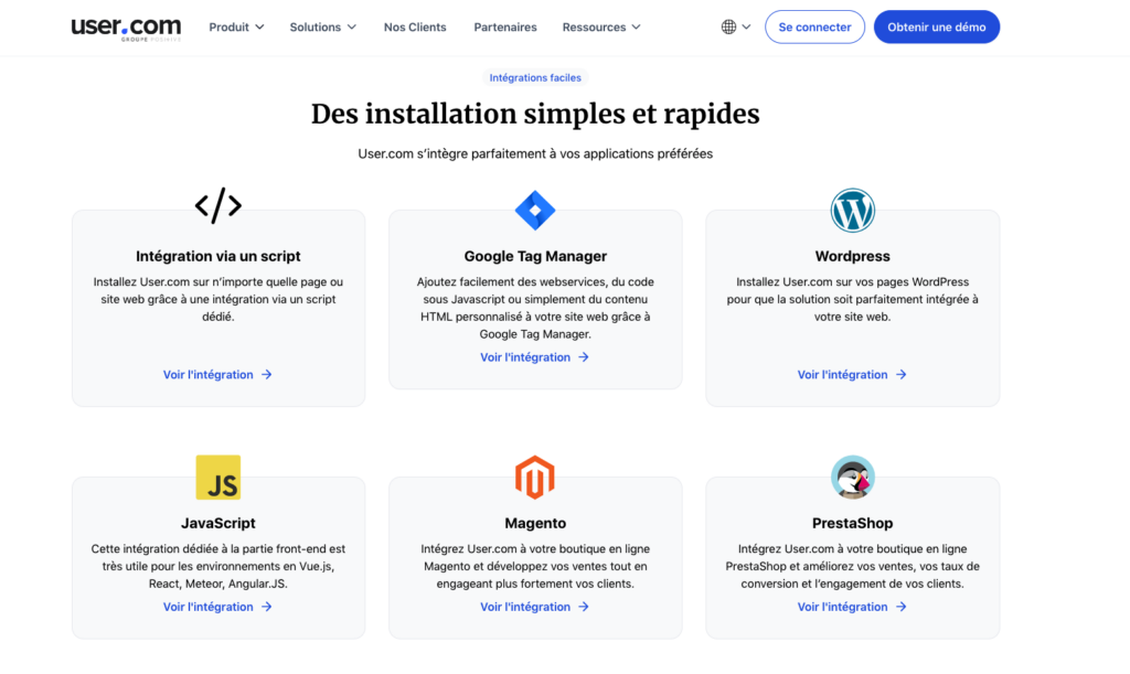 capture écran marketplace integrations