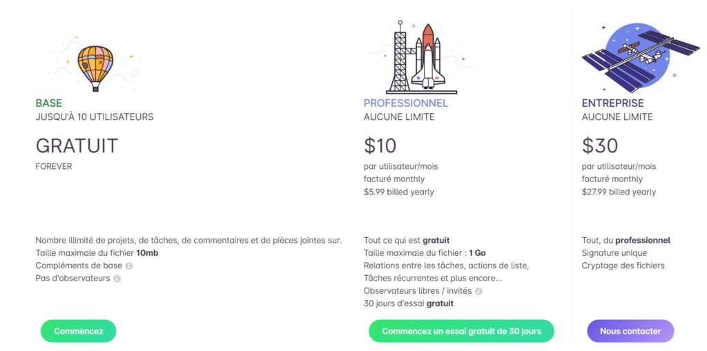 capture écran de la section pricing de ora