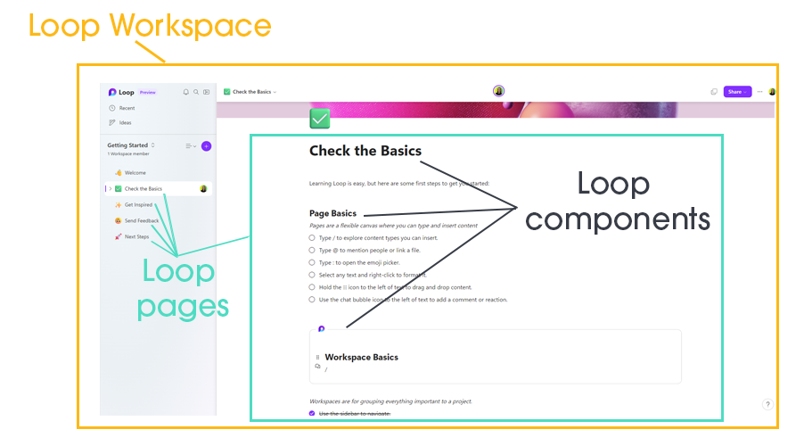 capture écran lopp components de Microsoft Loop