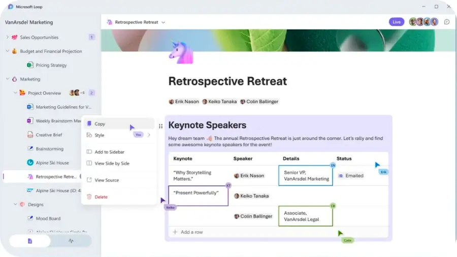 presentation microsoft loop