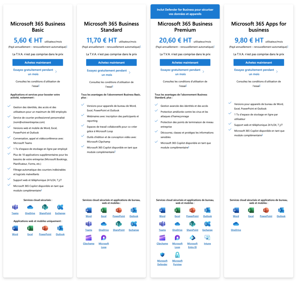 capture écran section pricing Microsoft loop