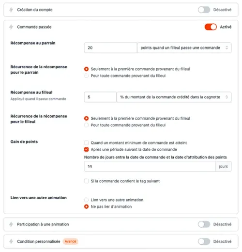 capture écran parainnage spread crm