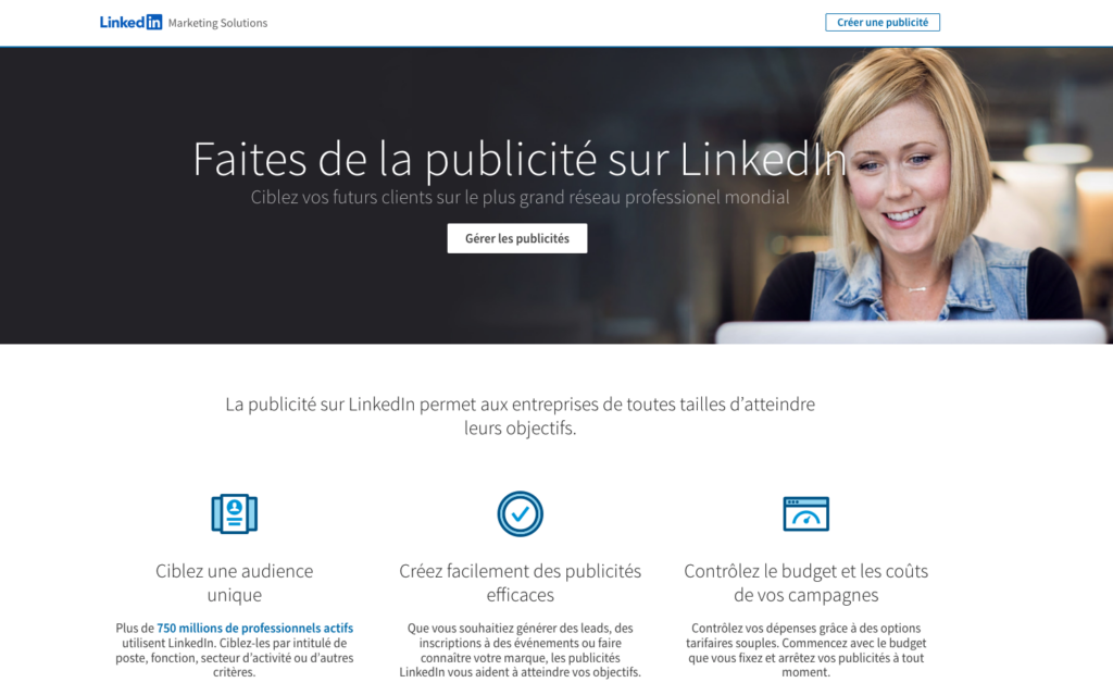 Capture écran linkedin ads manager